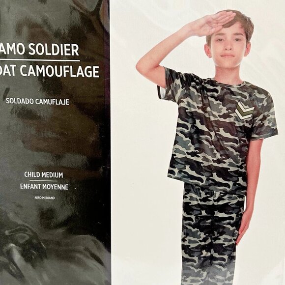 NEW BOY'S CAMO ARMY SOLDIER COSTUME CAMOUFLAGE MILITARY COSTUME 2PC SET - Picture 1 of 3